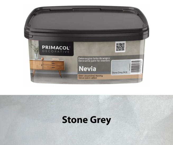 Farba dekoracyjna Nevia Stone Grey N3 1 l – aksamitny efekt tkaniny na ścianie